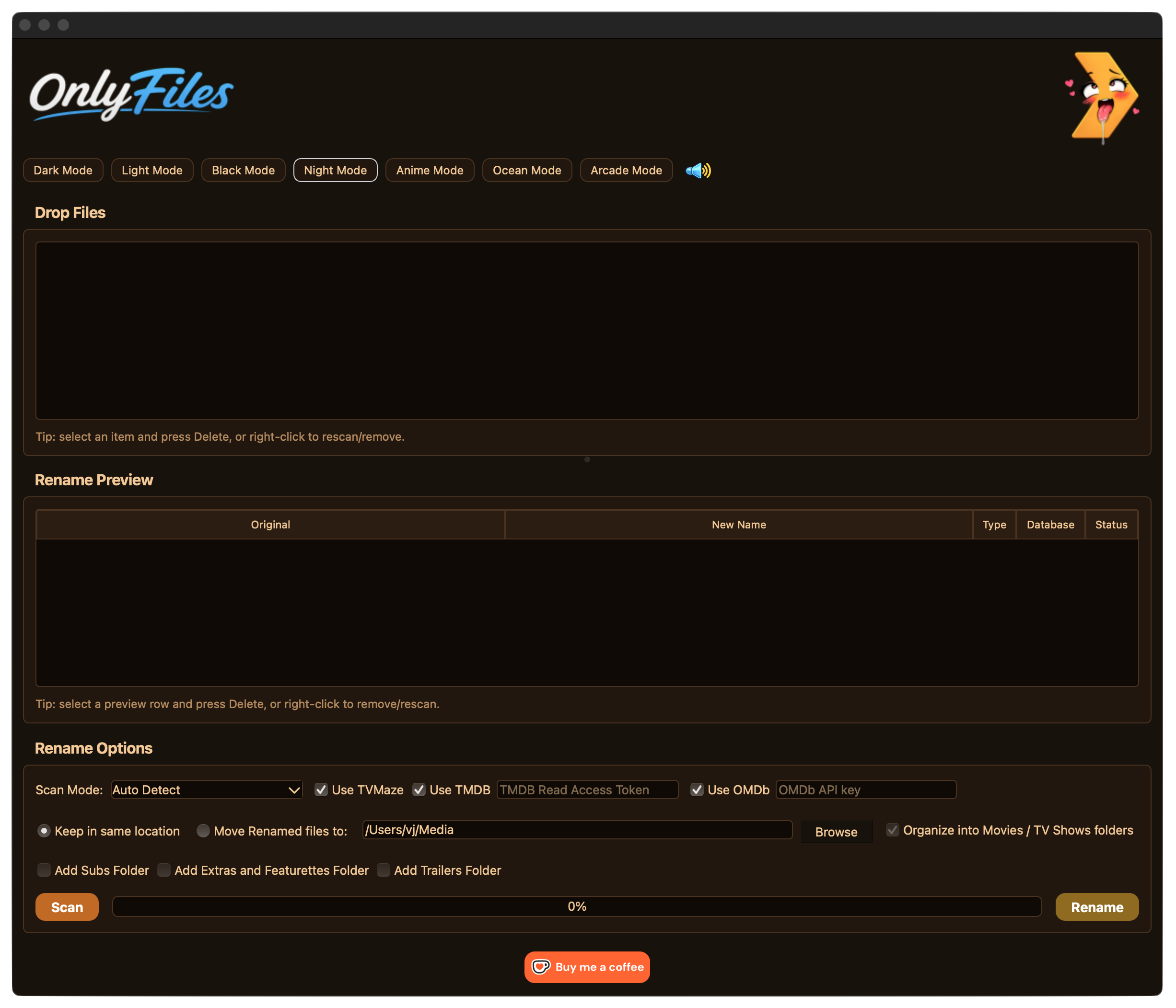 OnlyFiles app in night mode